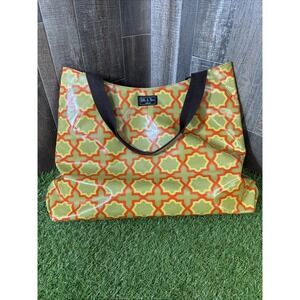 Stella & Stevie Geometric Tote Bag 20x12 Waterproof Vinyl Coated Shoulder Bag